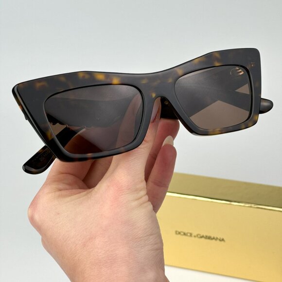 D&G DG4435 502/73 BRAND NEW Sunglasses Havana Dark Brown Cat Eye Women - Picture 4 of 14